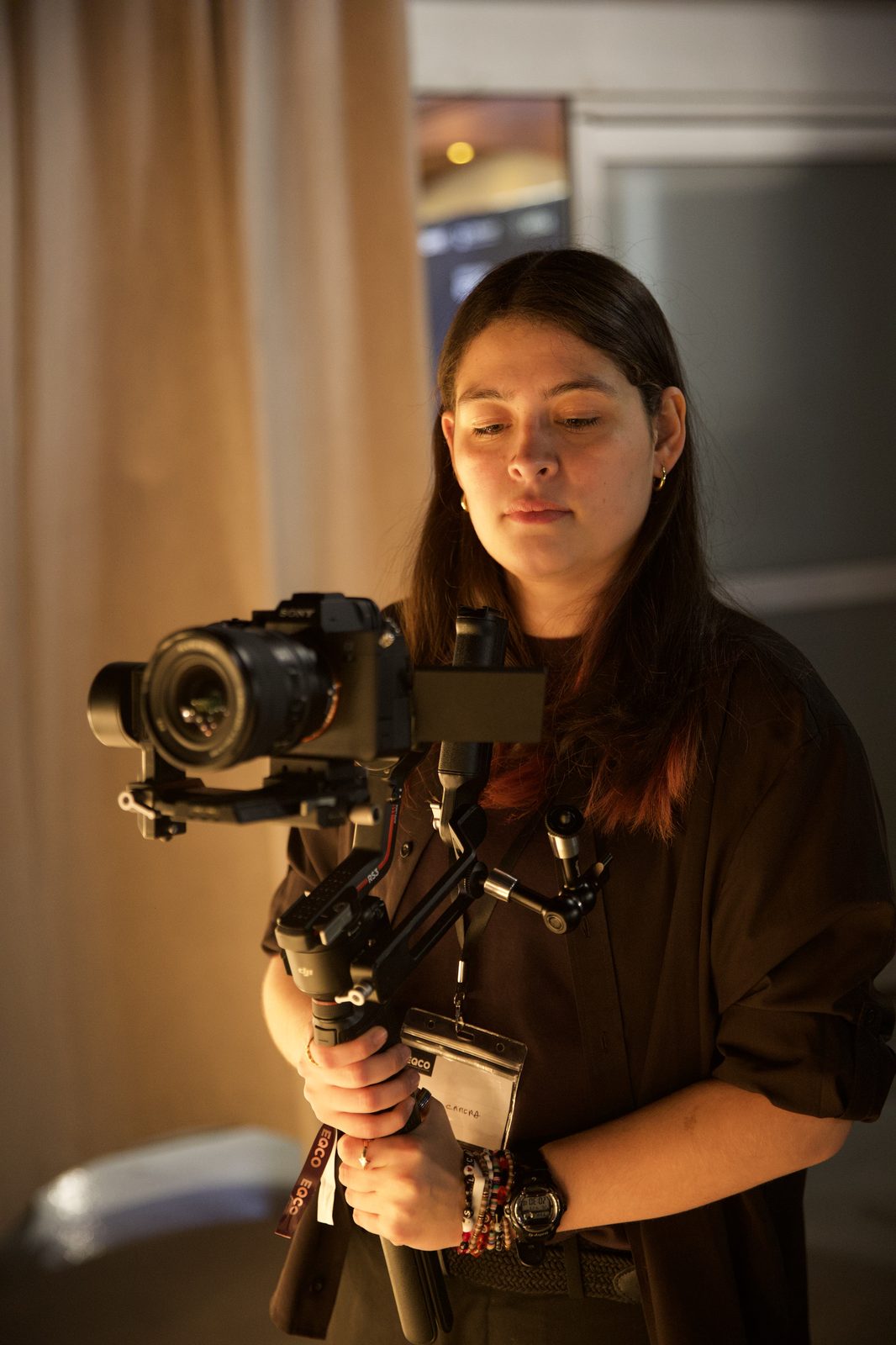 Operating a camera gimbal on set